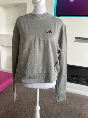 adidas Women's Heather Gray Crewneck Sweater